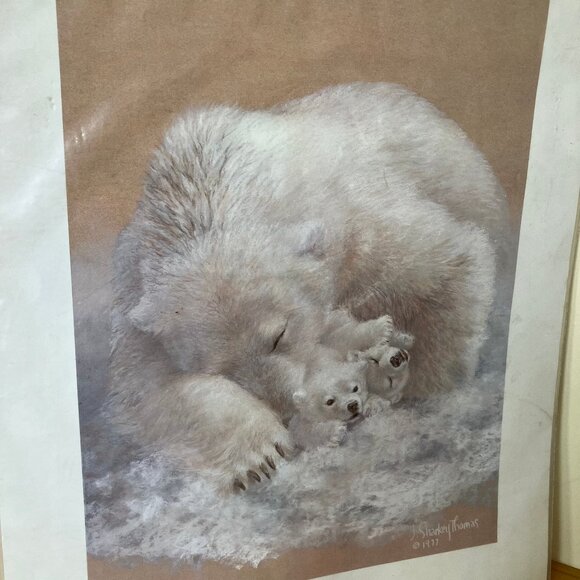 Polar Bear & Cubs Art Print J Sharkey Thomas Vintage 70s Wildlife Pepper House - Picture 3 of 7